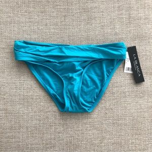 La Blanca Bikini Bottoms Women’s Size 6 Turquoise Shirred Waist